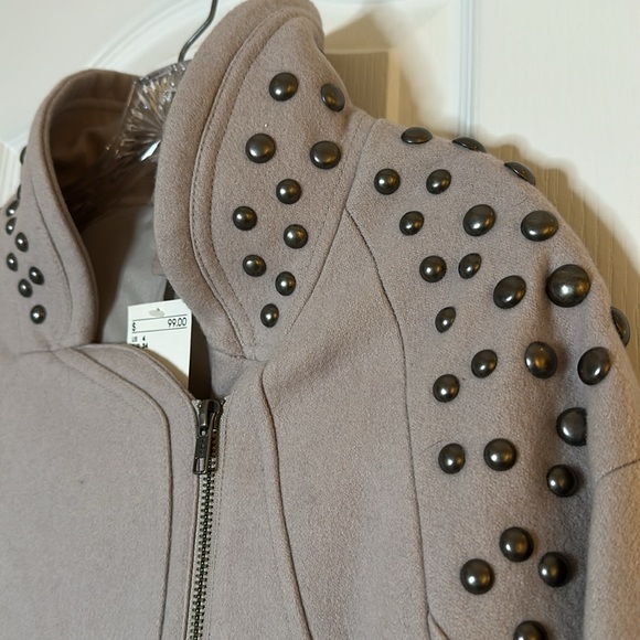 H&M Sleek Side Zip Closure Wool Coat w/ Studded Details - Picture 5 of 5
